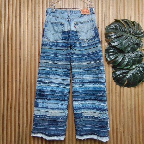 Mens Patchwork Jeans Etsy