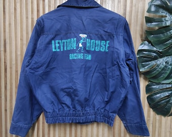 Vintage 90s Leyton House Racing Team Bomber Jacket With Detachable Sleeve