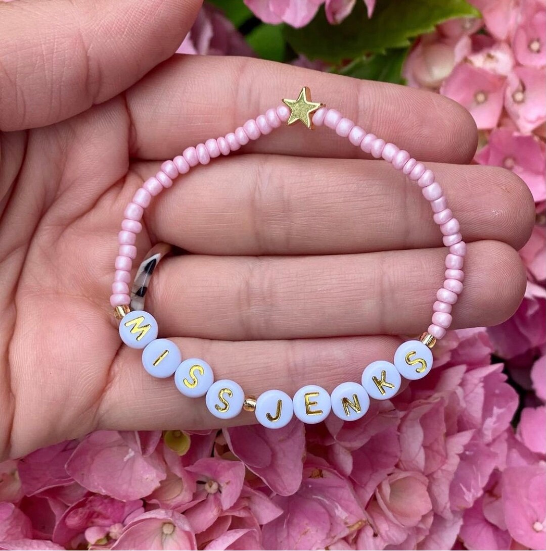 Personalised Name Beaded Bracelet Handmade for You. Thank Etsy UK