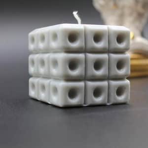 Textured Cube Candle Handmade Natural Soy Wax Home Decor image 1