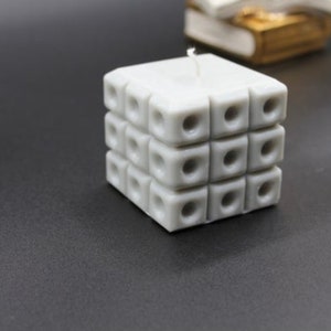 Textured Cube Candle Handmade Natural Soy Wax Home Decor image 2