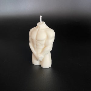 Male torso candle, covered male torso candle, torso candle, body candle