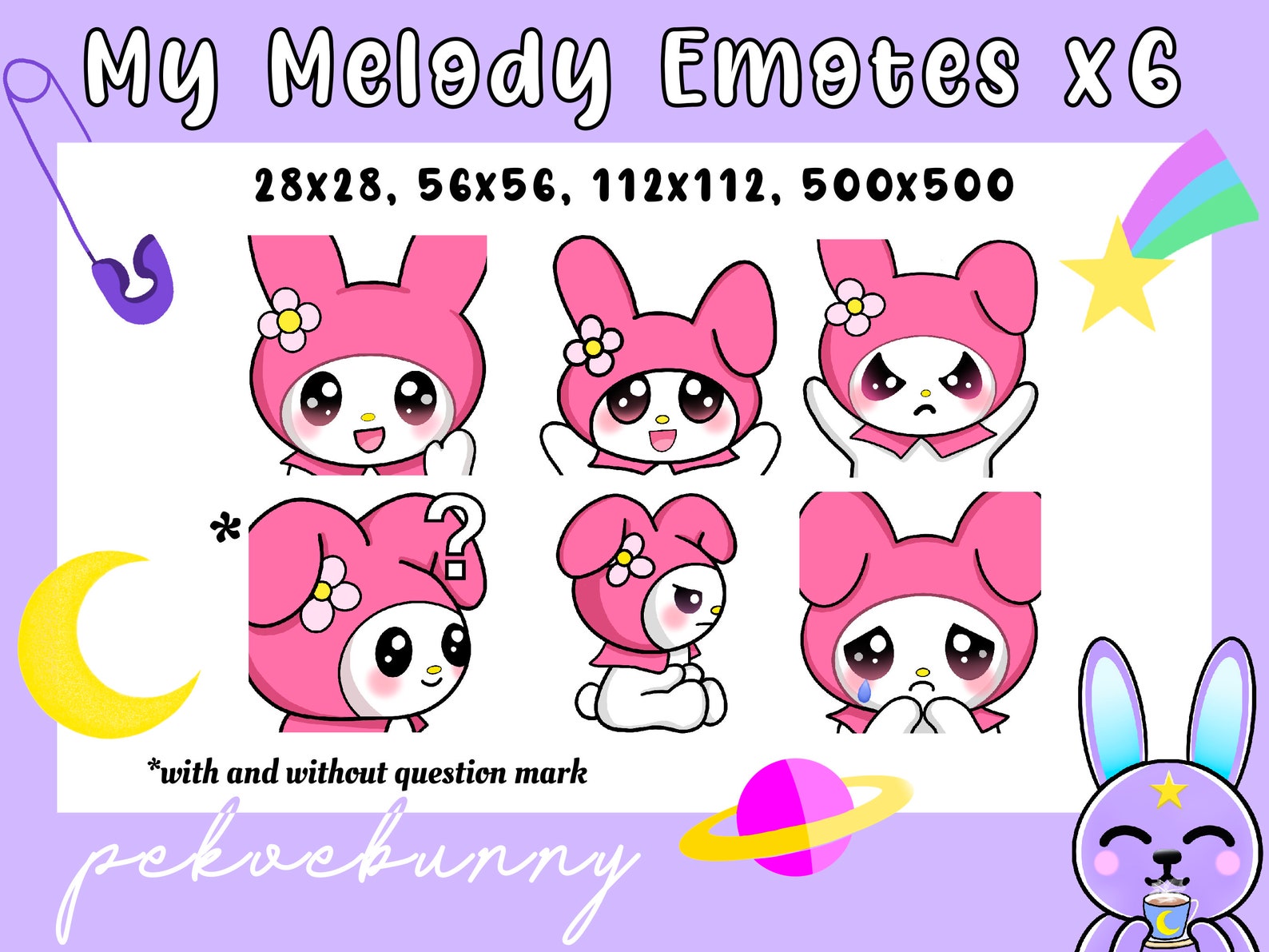 My Melódy Twitch and Discord Emotes 6Er Packung | Etsy