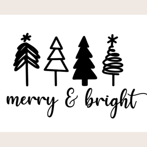 Merry and Bright Christmas SVG, PNG, JPEG, Pdf Digital File