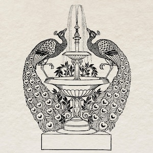 Clipart fontaine paon, Illustration vintage, téléchargement numérique, fond Transparent PNG, clipart imprimable