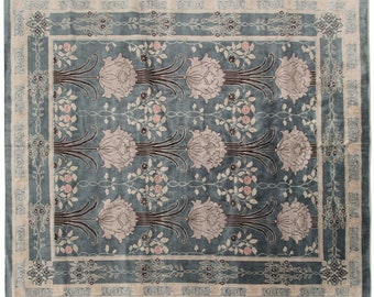 Vintage Arts & Crafts Rug Handmade Rare Art Nouveau 12x12 William Morris Art Deco Rug 358cm x 358cm Rectangle Shape Rugs Living Room Rugs