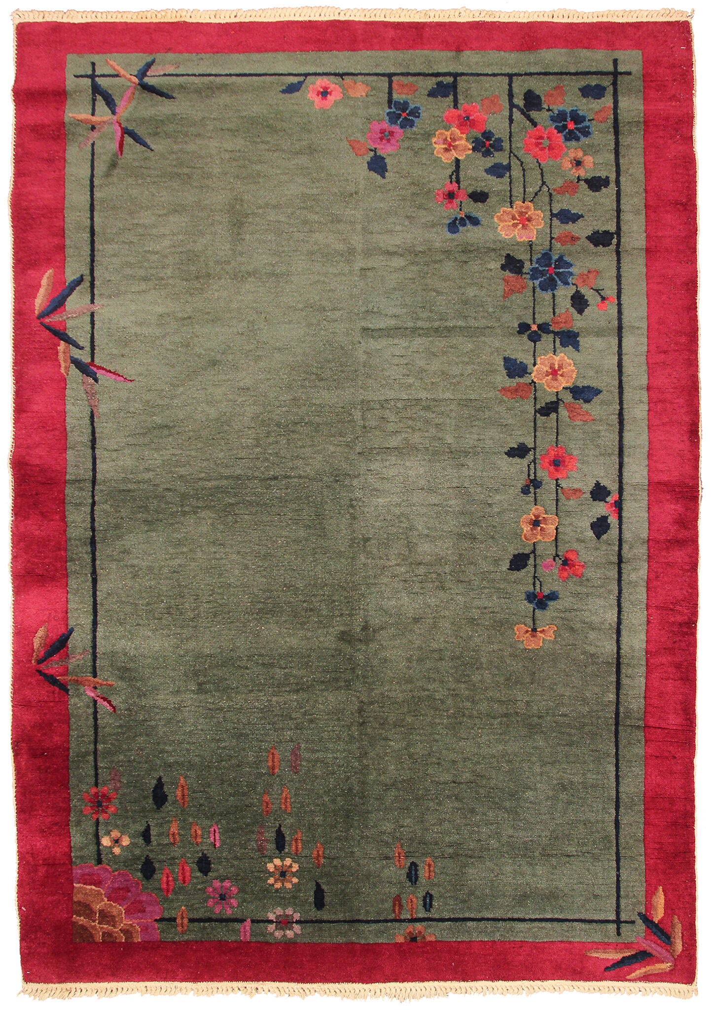 Rare Tree of Life Antique Art Deco Rug Chinese Rug Antique Chinese Rug ...