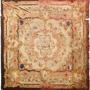 Historic Antique French Charles x Aubusson Flat Woven Rare Palace Size ©Shabby Chic 17&#39; x 21&#39;  518cm x 640cm Circa 1830