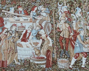 9 x 13 wandtapijt wijngaardscène grote muur hangend huisdecor in middeleeuwse stijl DCR