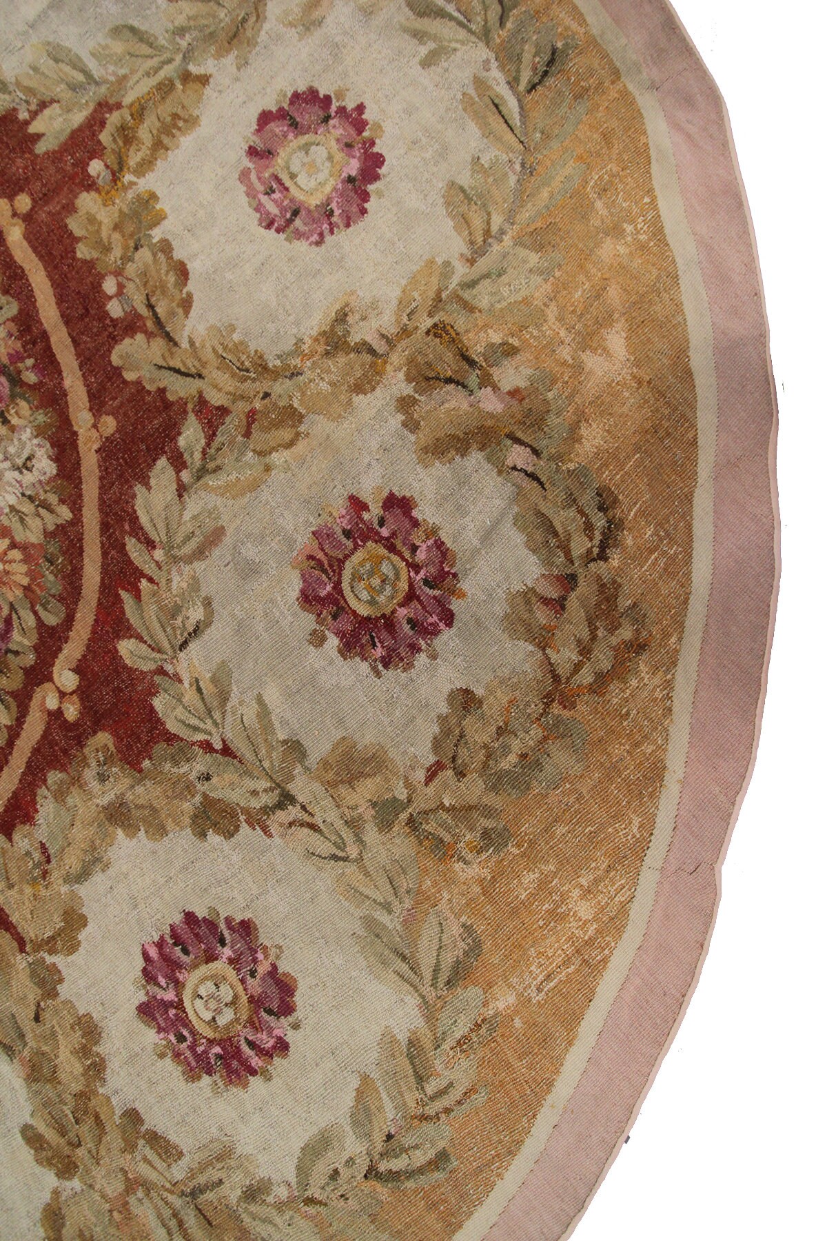 Antique French Aubusson Directoire Rug Handmade 10ft Round Rug 290cm X ...