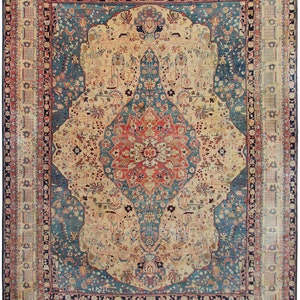 Rare Vintage  Rug Fine Handmade Area 10X13 Ivory Rug 298cm x 397cm Rectangle Shape Living Room Rugs