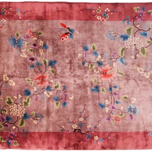 9x12 Antique Art Deco Rug Tree of Life Chinese Rug 9x12 Chinese Walter Nichols Rug Floral Overall Antique Chinese Art Deco Rug Butterfly