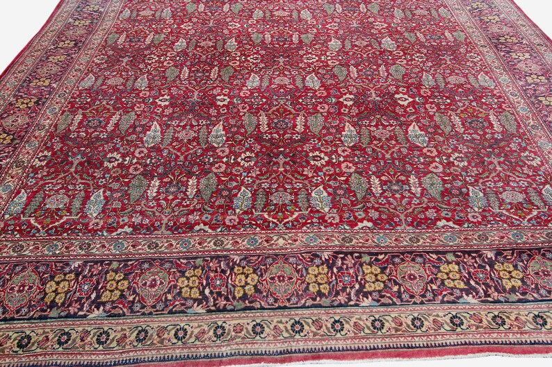 Fine Antique Incredible Rare Leaf Area Rug Traditional Handmade 9x16 ...