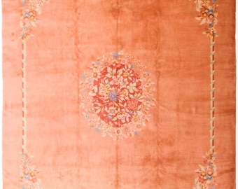 10x13 Antique Art Deco Rug 298cm x 386cm Rare Handmade Chinese Rug 1920