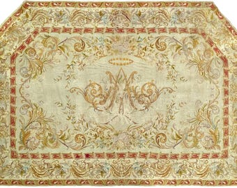 Tapiz francés antiguo de punto de aguja, raro, de 11x17 pulgadas, diseño único, 335cm x 513cm.
