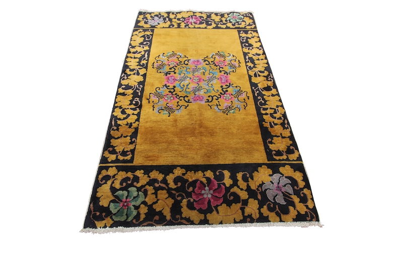 Gold Antique Art Deco Rug Handmade Antique Chinese Rug Walter Nichols ...