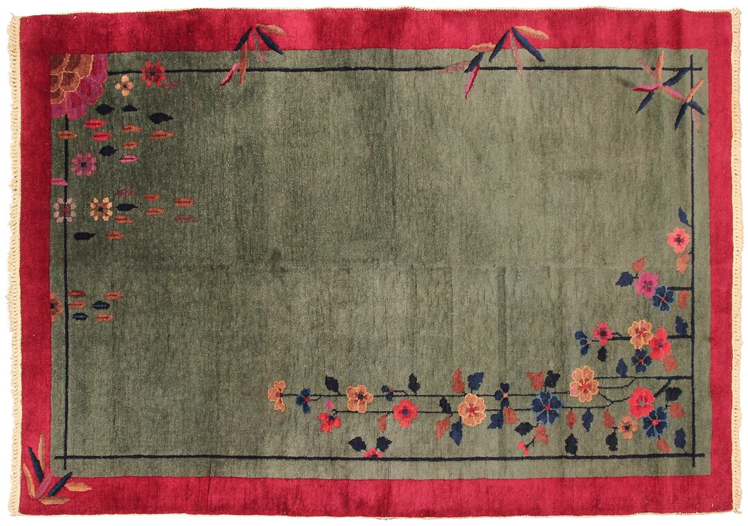 Rare Tree of Life Antique Art Deco Rug Chinese Rug Antique Chinese Rug ...