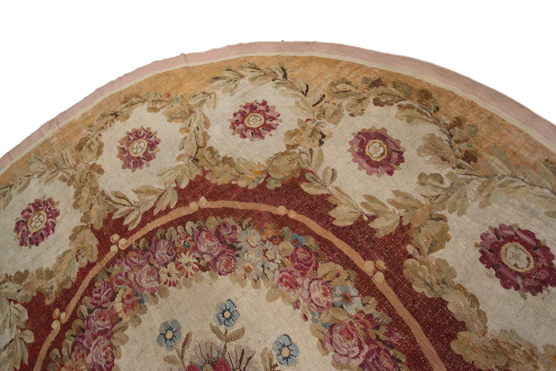 Antique French Aubusson Directoire Rug Handmade 10ft Round Rug 290cm X ...