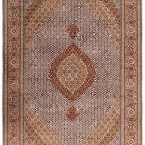 Rare Beauty Rug Wool & Silk High Kpsi Handmade 7x10 Beige Rug 199cm x 305cm Rectangle Shape Rug Living Room Rug
