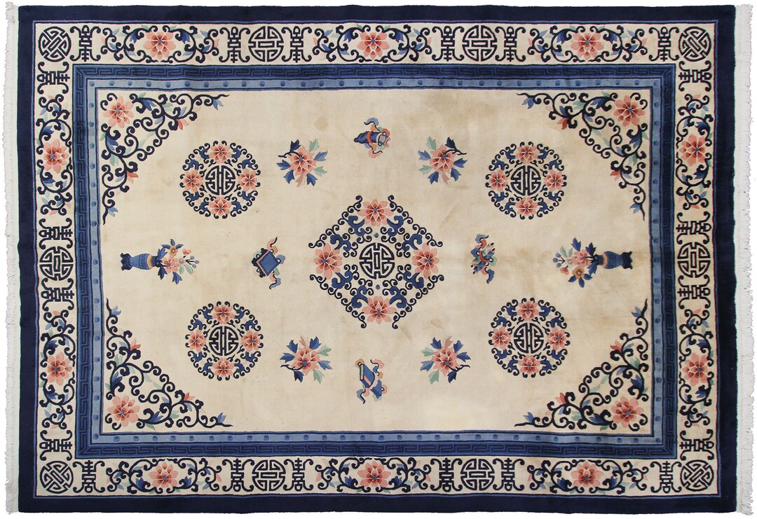 9x12 Antique Art Deco Chinese Rug Floral Chinese Rug Antique Chinese ...