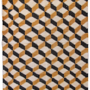 Antique Navajo Rug Flatwoven Geometric Optical Illusion Handwoven 2x3 Tapestry