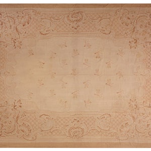 Rare Pre-1900 Antique French Aubusson Rug Authentic Antique French Aubusson Napoleon III Aubusson Rug Beige Neutral 9x13 9x12