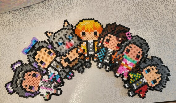 Demon Slayer Perler Bead Keychain Set Naturefoundations