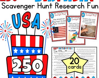 America's 250th Birthday Scavenger Hunt Printable | 1776 Party Game | Patriotic Activity | USA 250 Celebration | Kids History