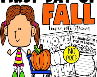 Fall Coloring Pages for Kids, Fall Writing Activities, First Day of Fall Printable, Autumn Worksheets, Kindergarten 1st 2nd Grade
