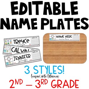 editable back to school personalized name plates