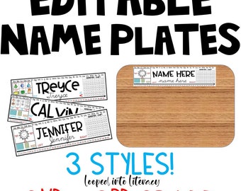 editable back to school personalized name plates