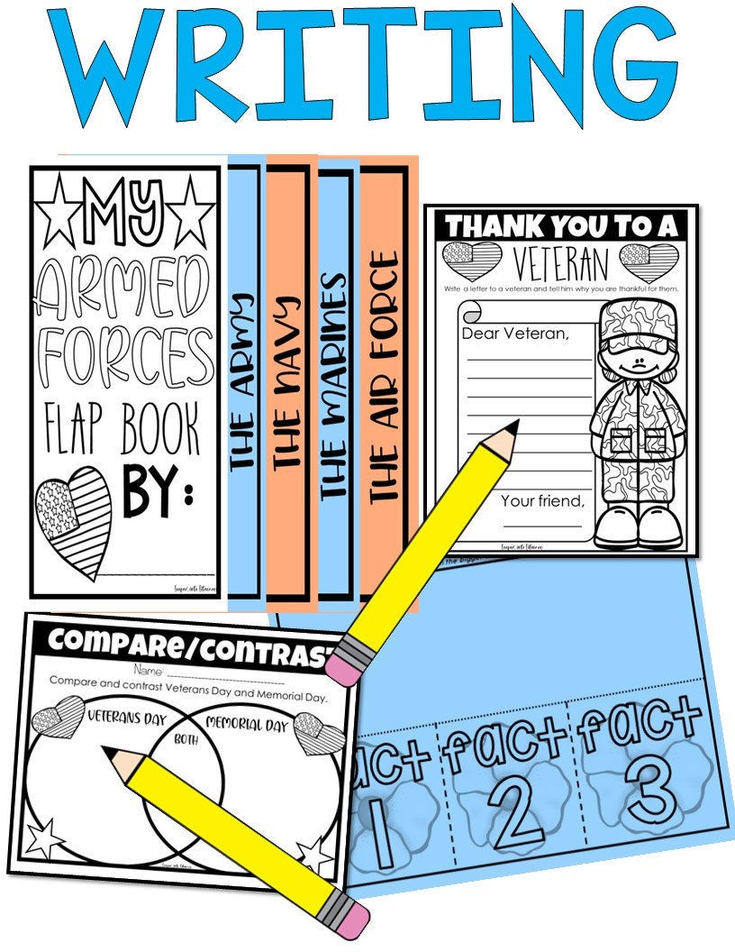 Veterans Day Printables Reading Craft Bingo Writing Literacy Games and ...