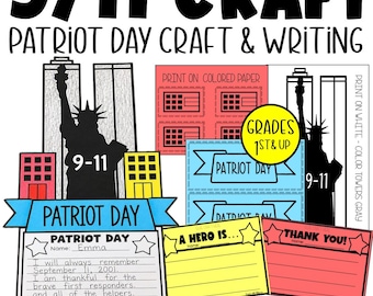 September 11 Craft, Patriot Day Activity, 9/11 Craft and Writing, September 11 Printable, Kids Bulletin Board