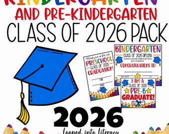 Editable Graduation Certificates Invitations | Preschool Pre-K Kindergarten posters awards 2026