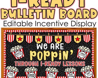 i-Ready Bulletin Board | Popcorn Classroom Decor | i-Ready Lesson Tracker | Student Progress Display | Math Data Wall | Editable