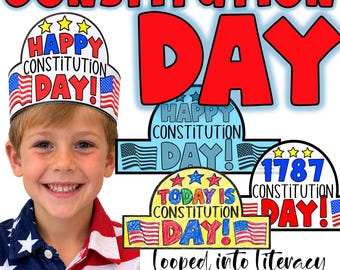 Constitution Day Hat Craft Printable, Constitution Day Crown, 1787 Coloring Activity for Kids, September 17 Classroom Craft