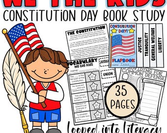 Constitution Day Activities Printable, We the Kids Book Study, Reading Writing Worksheets, Preamble Activities, September 17