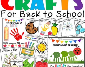 Back to School CRAFTS handprint thumbprint paper torn art preschool kindergarten 1st grade instant print digital