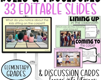 Classroom Procedures & Routines Slides, Editable Classroom Expectations, Back to School Classroom Management, Classroom Rules
