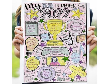 2023 New Year posters writing resolutions goals coloring 11" x 17" - 25 prints ready to ship! custom order