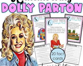 Dolly Parton Biography Scavenger Hunt, Printable Reading Activity for Grades 2–3 task cards writing comprehension