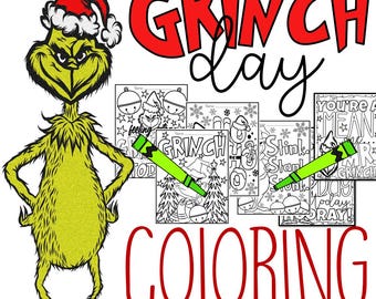 GRINCH day coloring pages Christmas fun easy and no prep