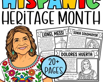 Hispanic Heritage Month Activities, Biography Reading Passages, Coloring Pages, Famous Hispanic Latino People, Research Project