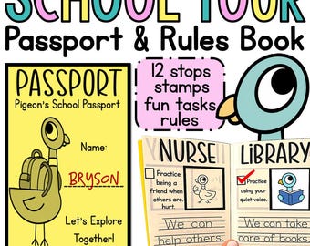 Editable School Passport Book | Back to School Activity | Kindergarten & 1st Grade | First Week of School Tour | Classroom Rules