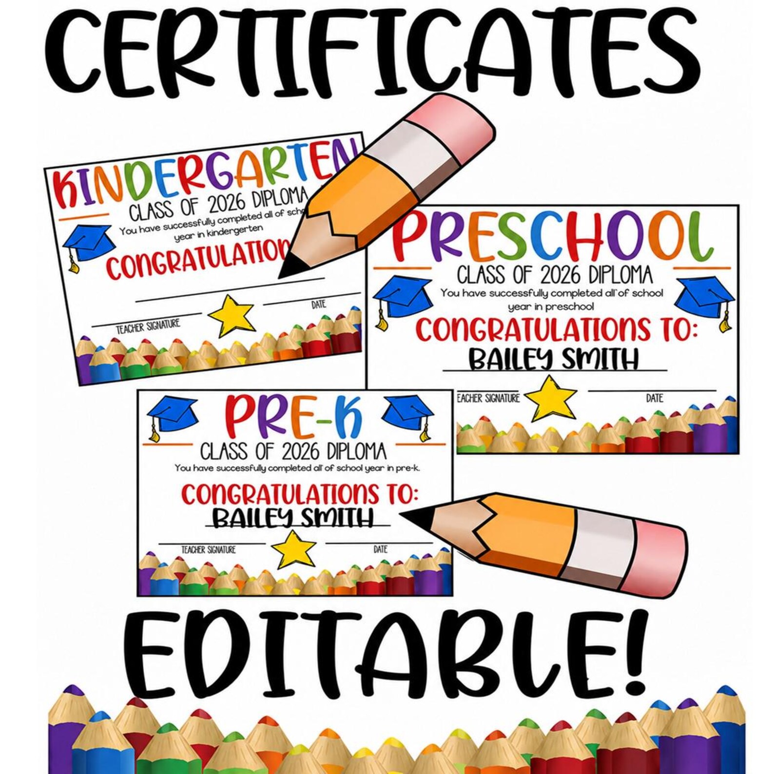 Editable Graduation Certificates Invitations | Preschool Pre-k ...