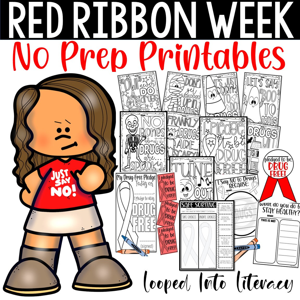 Red Ribbon Week Coloring Page Etsy Australia