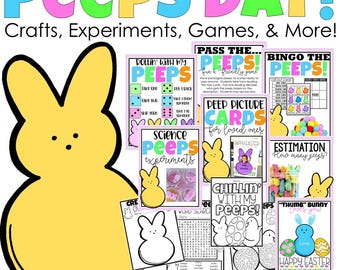 Easter Peeps Day Coloring Games, Experiments gift tags crafts and more