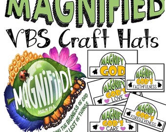 MAGNIFIED vbs vacation bible school craft hats crowns coloring for each day easy assembly for 5 days