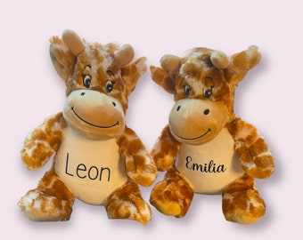 Kuscheltier Giraffe personalisiert / Tier mit Name / Babyspielzeug