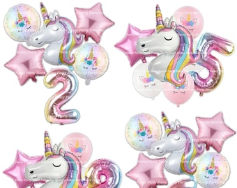 Unicorn Rainbow Birthday Balloons Princess Party Pink Beautiful Giant SuperShape Girls and Boys Balloons Party Supplies Helium
